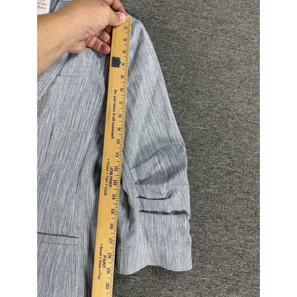 Cinq A Sept Blazer Womens 12 Khloe Stripe Cotton Blend One Button Ruched Sleeve - Picture 10 of 12